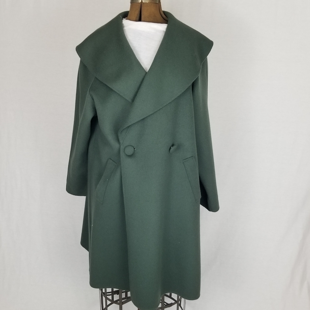 Classic Dark Green Wool Trench Coat
